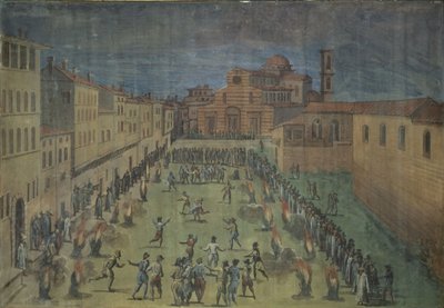 A public festival in the Piazza Santo Spirito, Florence, 1555 by Jan van der Straet